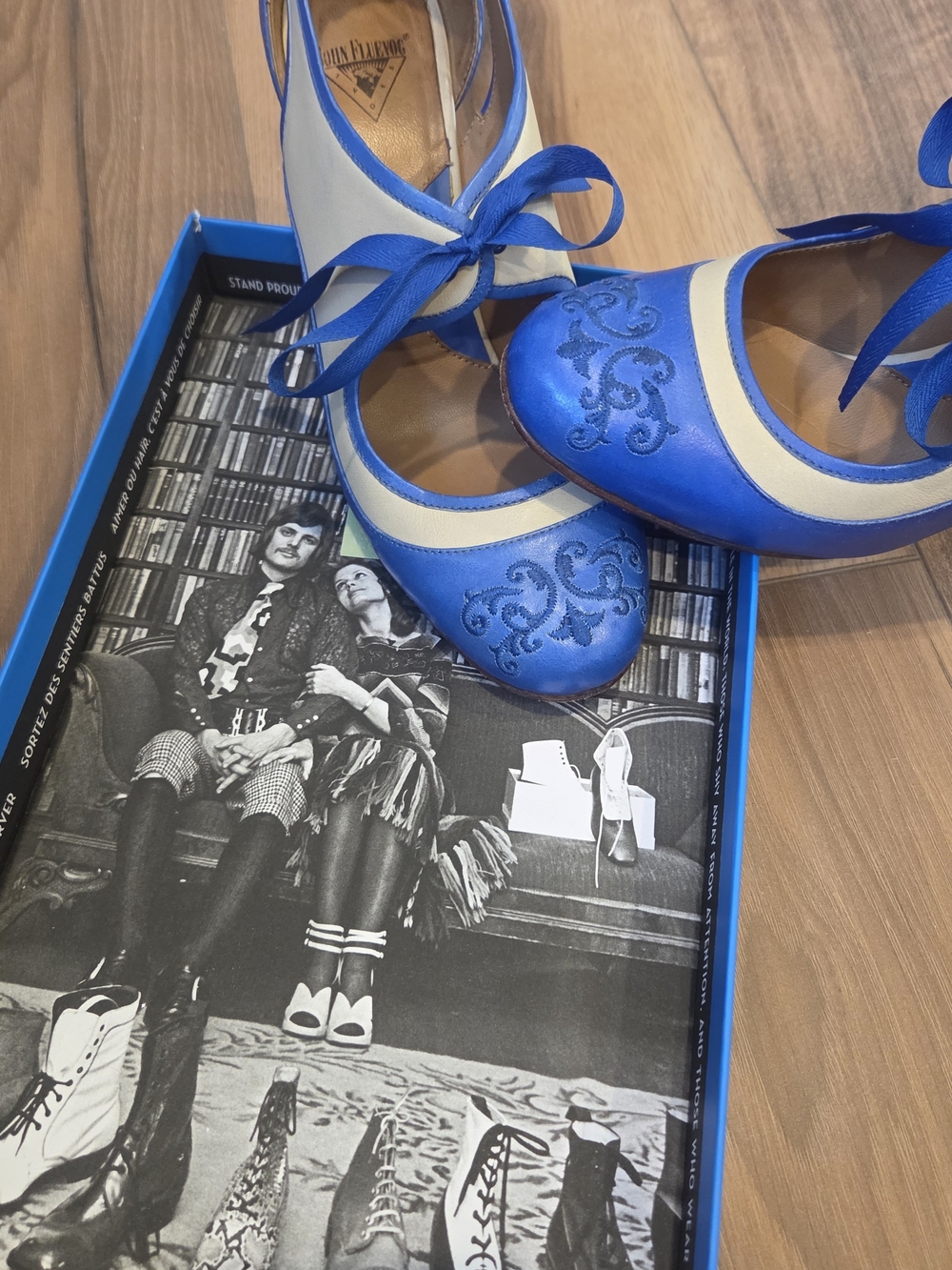 John Fluevog Blue and Cream Miracles!